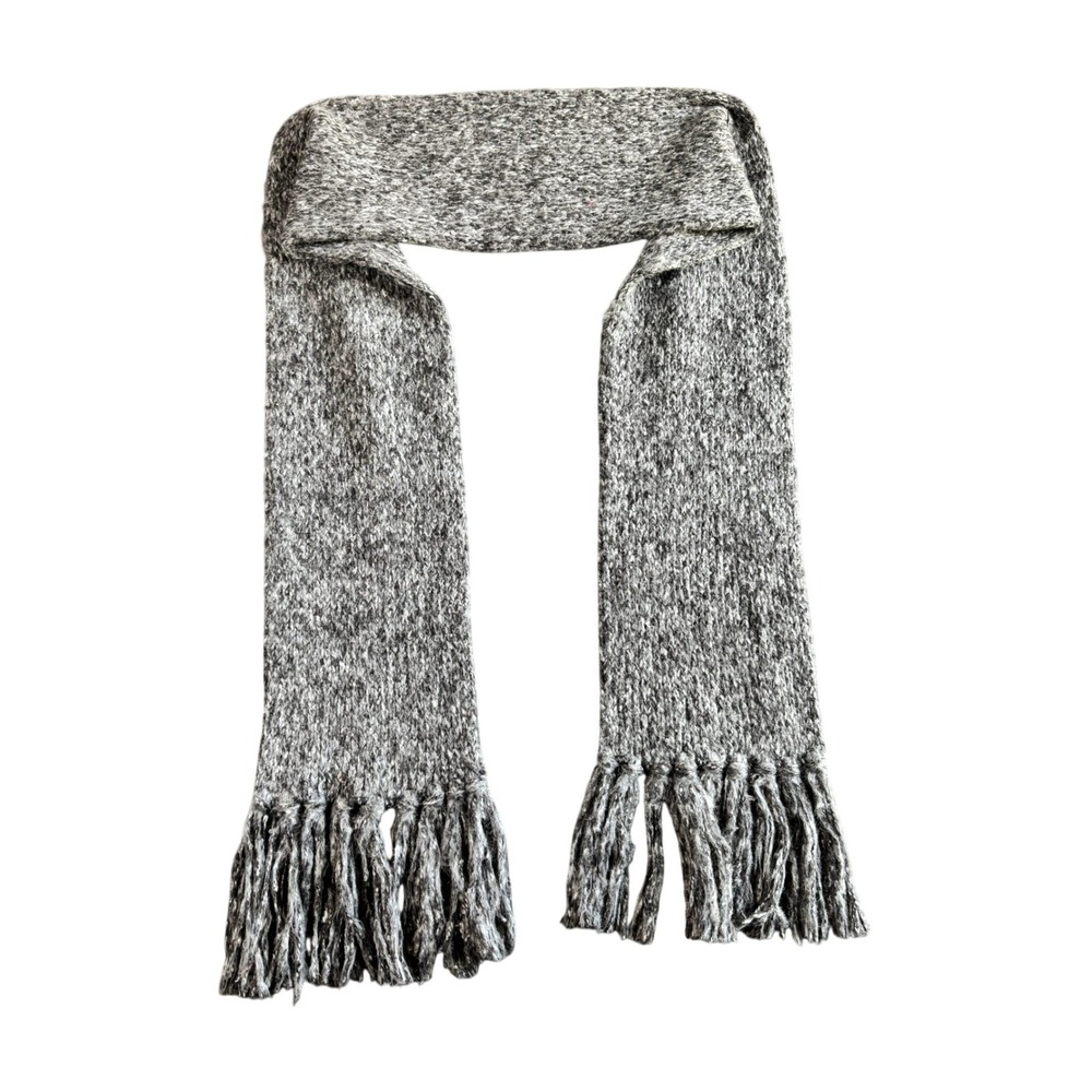 Preston‎ & York Gray Marled Chunky Knit Scarf with Tassel Fringe RN 58909